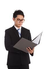 Asian businessman working hold folder
