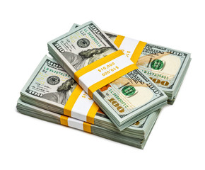 Bundles of 100 US dollars 2013 edition banknotes