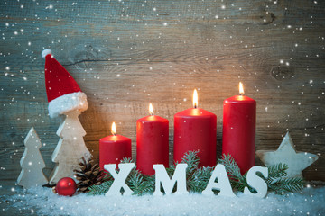 Background with candles and snowflakes for Christmas