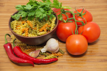 italian pasta and ingredients