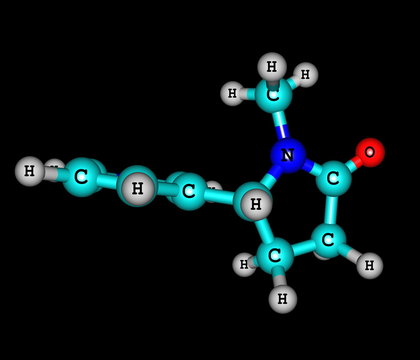 Cotinine molecule isolated on black