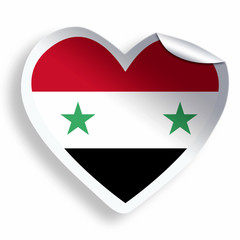 Heart sticker with flag of Syria isolated on white