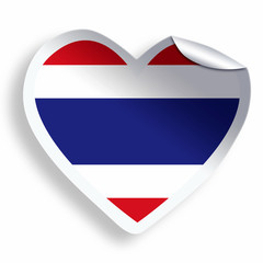 Fototapeta premium Heart sticker with flag of Thailand isolated on white
