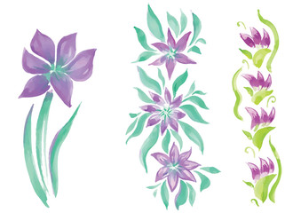 watercolor flowers in different styles