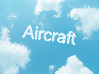cloud words with design on blue sky background