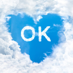 ok word on blue sky