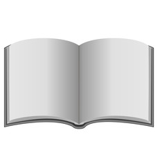 Open book in grayscale colors isolated on white background