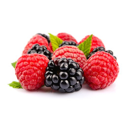 Ripe raspberry and blackberry