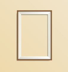 Blank simple wooden modern frame isolated on beige background