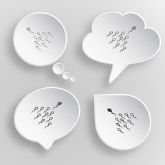 Spermatozoon. White flat vector buttons on gray background.