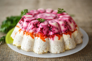 Traditional herring under boiled vegetables