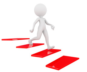 3D man gets down stairs