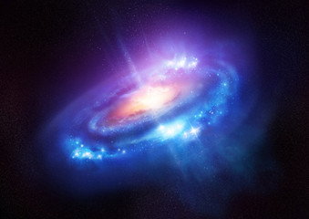 Kolorowa spiralna galaktyka w kosmosie - obrazy, fototapety, plakaty