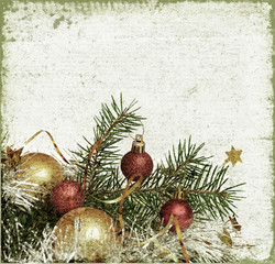 Christmas tree with balls and tinsel