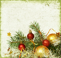 Christmas tree with balls and tinsel