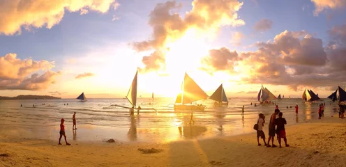 Foto op Plexiglas Boracay Wit Strand zonsondergang op wit strand Boracay