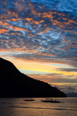 Sunset on a tropical island. El Nido. Philippines.