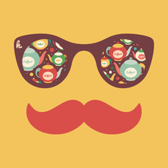 Hipster vintage sunglasses with coffee kettles.