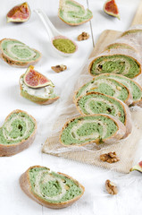 Green tea bread with almonds