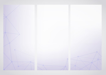 set of three violet banners or abstract header
