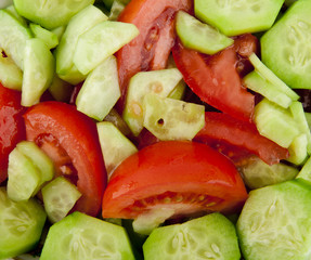 salad mix with tomato and cucumber