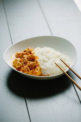 Spicy chicken curry with rice