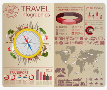 Travel. Vacations. Beach resort infographics. Elements for creat