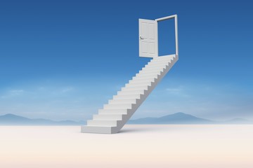 Composite image of stairs leading to door