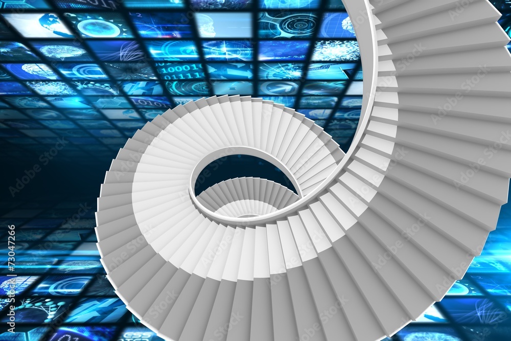 Poster composite image of winding stairs