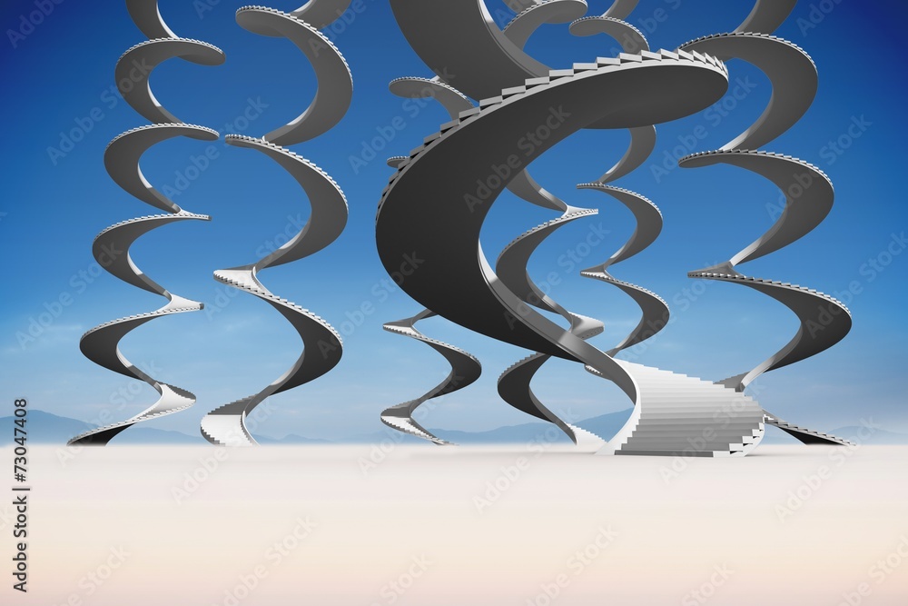 Poster composite image of winding stairs