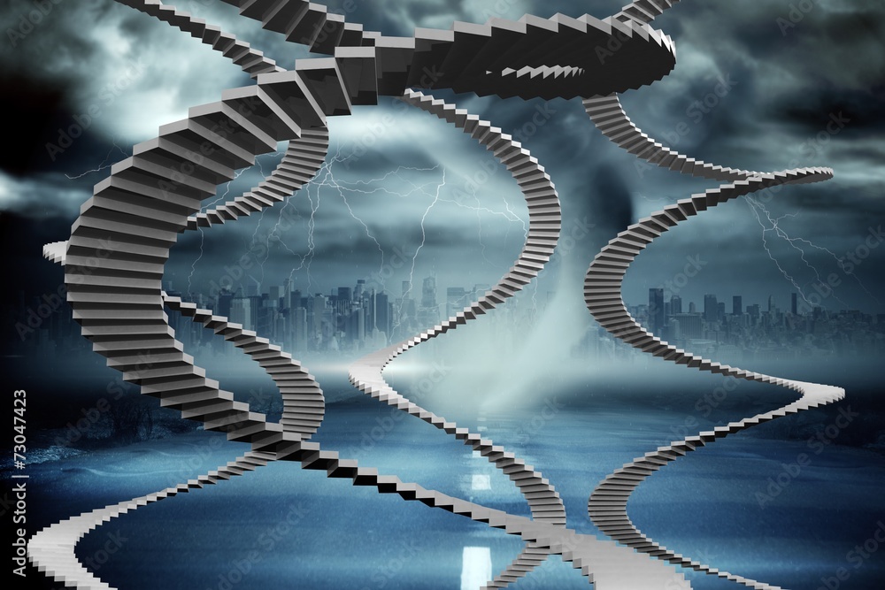 Poster composite image of winding stairs