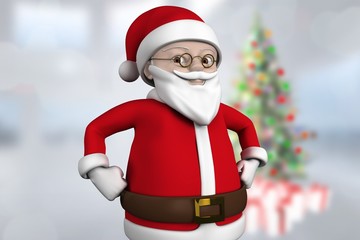 Composite image of cute cartoon santa claus