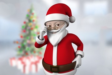 Composite image of cute cartoon santa claus