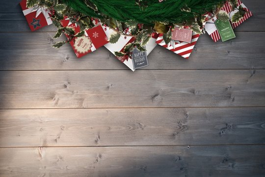 Composite image of festive christmas wreath