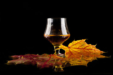 cognac and leaves