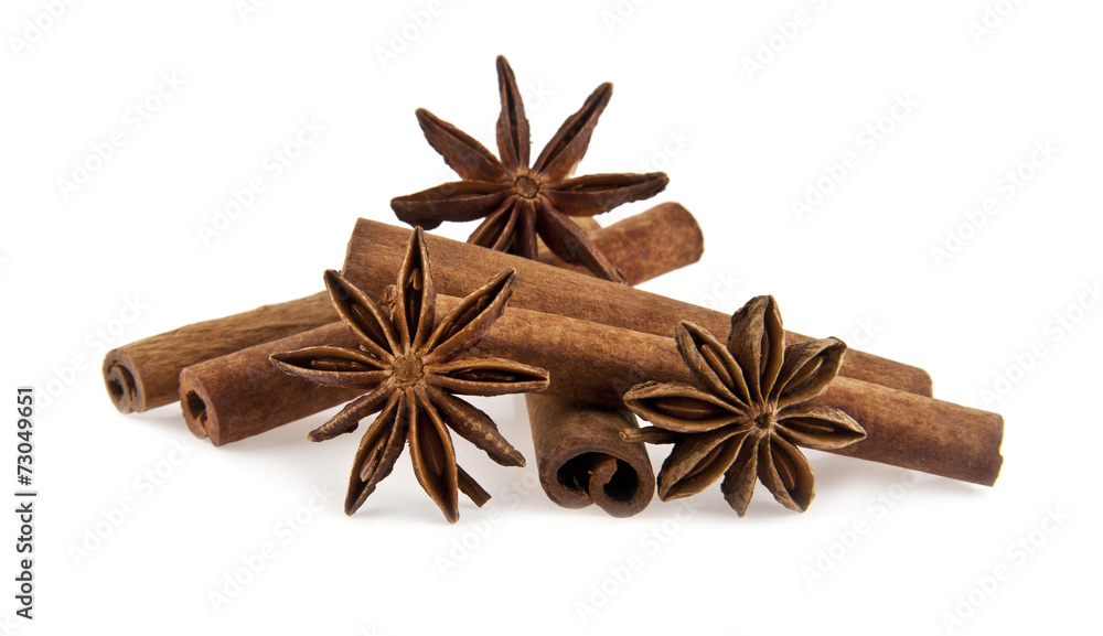 Poster cinnamon sticks and anise stars