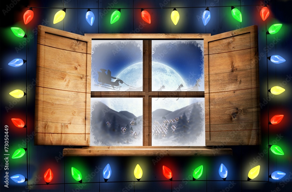 Poster composite image of decorative lights hanging in a shape