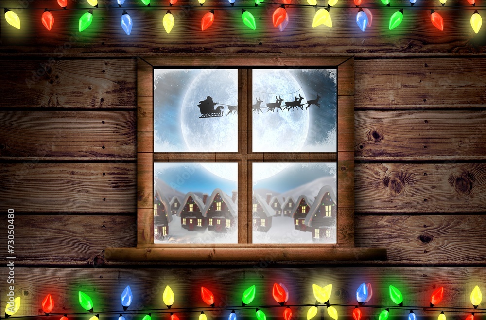 Poster composite image of decorative lights hanging in a shape