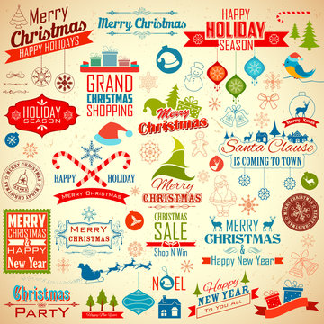 Calligraphic and typographic design for Christmas decoration