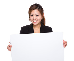 Fototapeta premium Businesswoman hold with white board