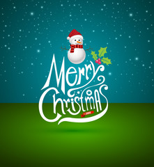 Christmas Greeting Card. Merry Christmas lettering,