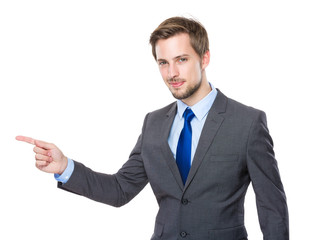 Businessman with finger point up