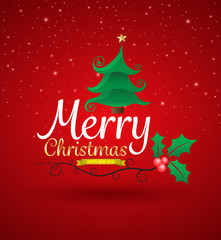 Christmas Greeting Card. Merry Christmas lettering,