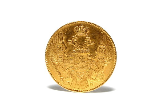 Old Gold Coin Isolated On A White Background