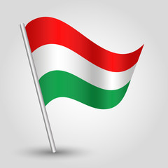 vector 3d waving hungarian flag on pole - symbol of hungary