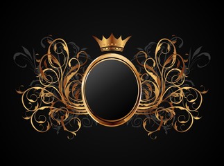 floral frame with heraldic crown