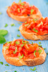 Italian tomato bruschetta with basil