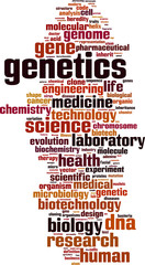 Genetics word cloud concept. Vector illustration