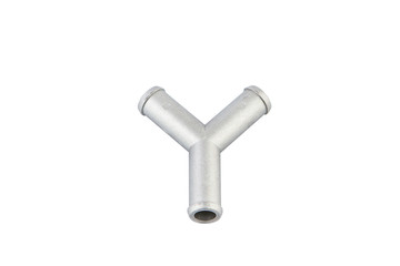 Aluminum parts of the car. Tee on white background