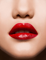 Closeup  Red Lips Makeup sensual